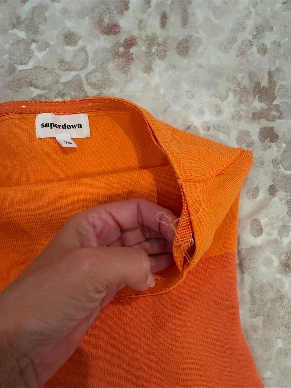 superdown Strapless Colorblock Bodycon Dress in Orange and Pink - Picture 3 of 4